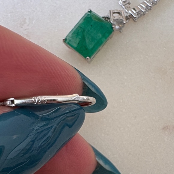 Natural Emerald Drop Earrings - Picture 3 of 13